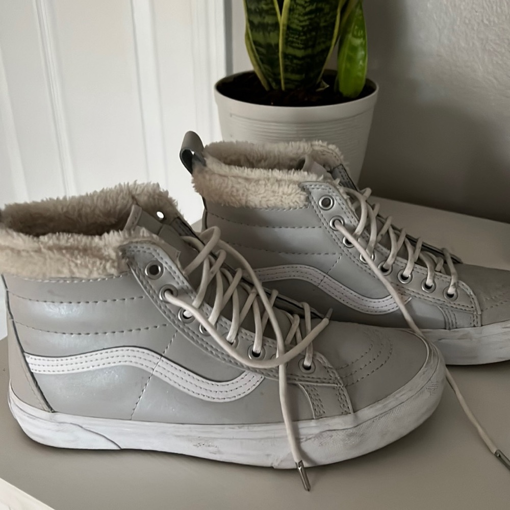 High Top Metallic Vans with Faux Fur collar